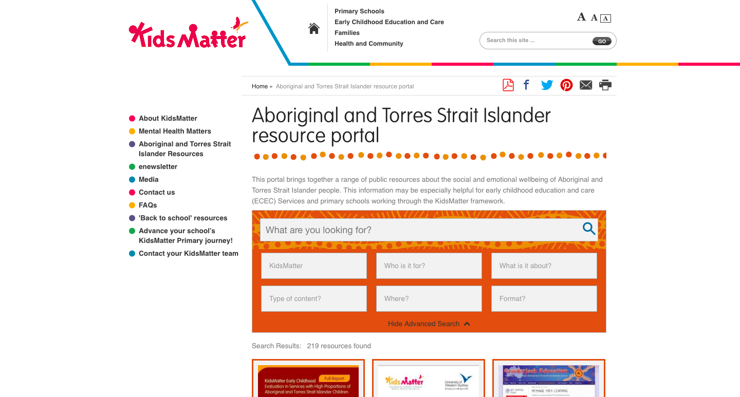 Kids Matter: Aboriginal and Torres Islander resource portal